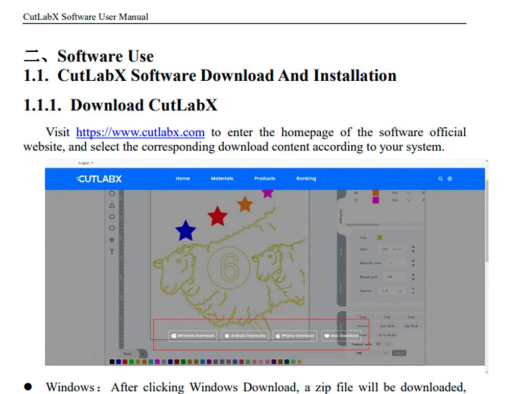 「CutLabX」のマニュアルは英語